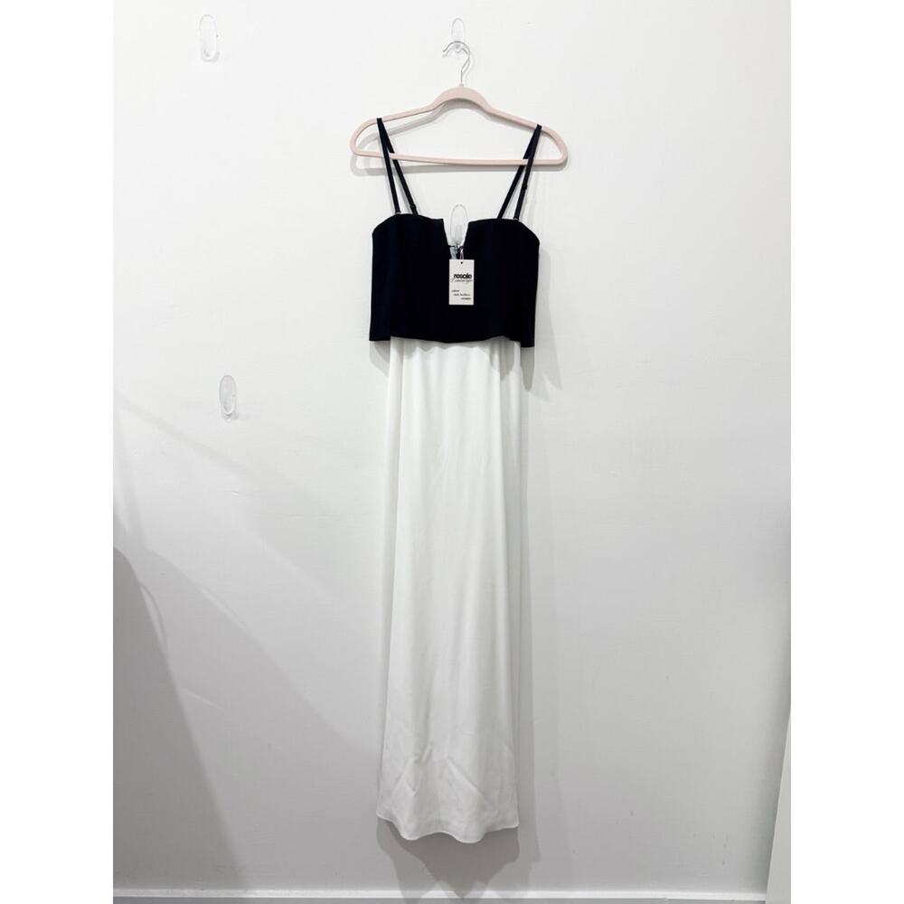 Alyse Colorblock Sleeveless Adjustable Strap Maxi Dress Black White Womens Small